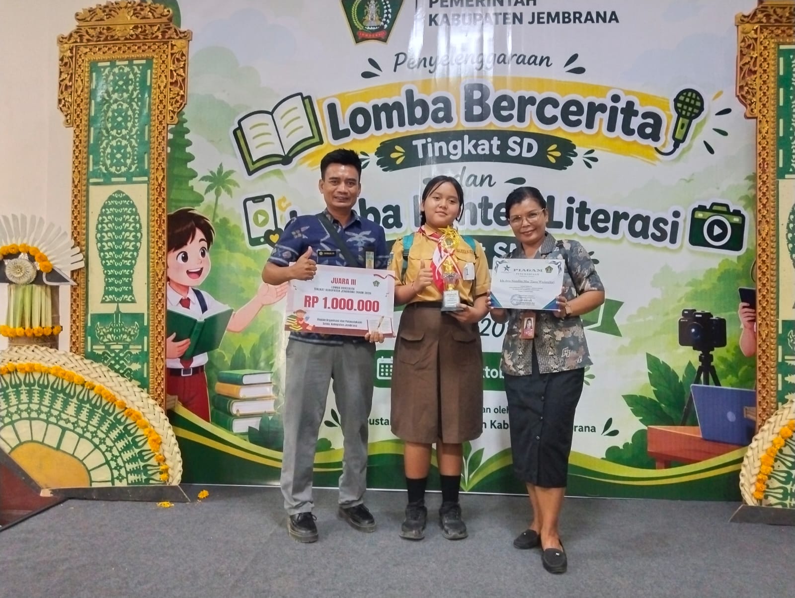 Gek Nana Raih Juara 3 Lomba Bercerita Tingkat SD se-Kabupaten Jembrana